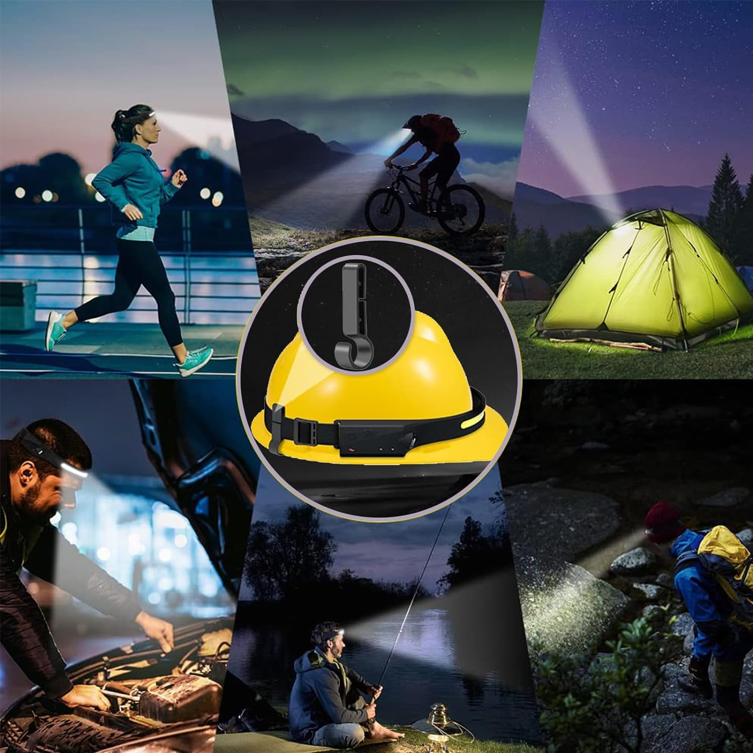 Led Headlamp Rechargeable, Headlight Headband Light Lumen with Red Motion Sensor Battery Powered, 230° Wide Beam Super Bright Head Lights for Forehead, Running Headlamp for Camping, Working(3Pack)