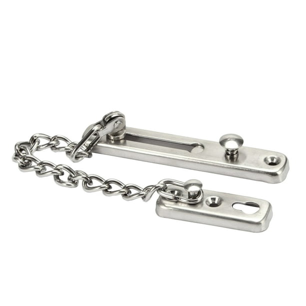 FELTECHELECTR Cerradura de cadena de acero inoxidable para puerta, con pestillo de seguridad para casa, hotel (plateada)