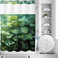 thumbnail image 2 of No Hook Shower Curtain, St. Patrick's Day Shower Curtains for Bathroom with See Through Top Window, Spring Botanical Green Lucky Leaves Waterproof & Washable Bath Curtain Stall 48"x72", 2 of 9