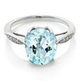 thumbnail image 2 of Gem Stone King 3.04 Ct Oval Sky Blue Topaz White Diamond 14K White Gold Ring, 2 of 4