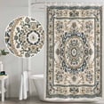thumbnail image 4 of Sage Green Beige Boho Shower Curtain Set - Long 72" x 84" Washable Bathtub Curtain with 12 Hooks, Southwestern Geometric Ethnic Waterproof Fabric Stall Shower Curtains for Bathroom/Bathtub Décor, 4 of 6
