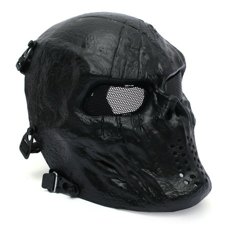 Elfeland Tactical Gear Airsoft Mask Overhead Skull Skeleton Safety Guard Face Protection Outdoor Paintball Hunting Cs War Game Combat Protect for Party Movie Props Sports (Best Budget Paintball Mask)