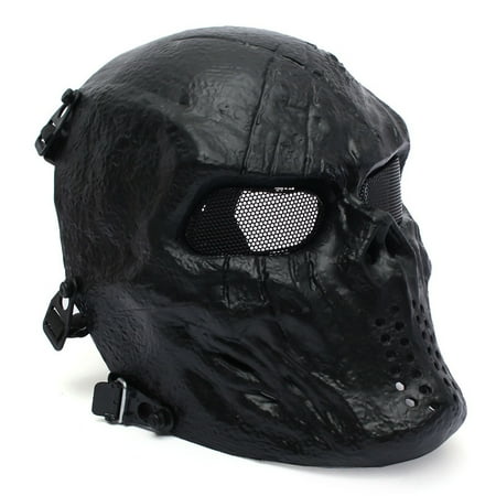 Elfeland Tactical Gear Airsoft Mask Overhead Skull Skeleton Safety Guard Face Protection Outdoor Paintball Hunting Cs War Game Combat Protect for Party Movie Props Sports (Best Full Coverage Paintball Mask)