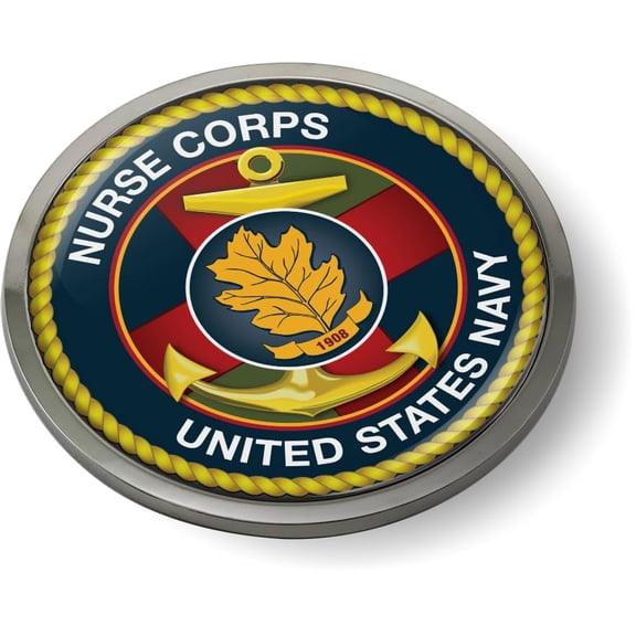 BestLicensePlateFrames - U.S. Navy Nurse Corps 3D Domed CAR Emblem Badge Sticker Chrome Metal Bezel - Official U.S. Navy Licensed Product
