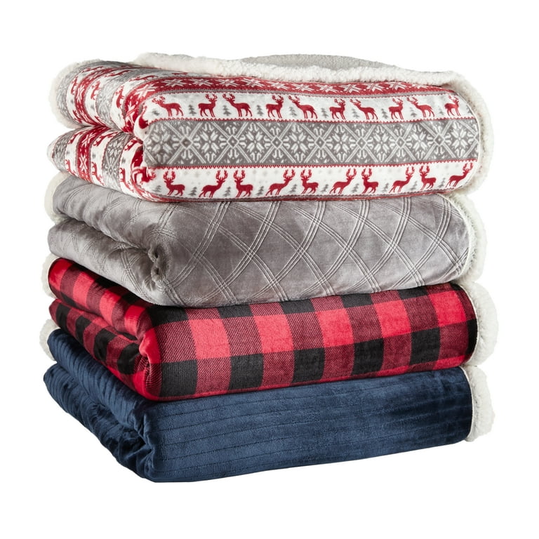 Better Homes Gardens Full Queen Sherpa Blanket Buffalo Plaid Walmart