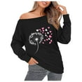 thumbnail image 2 of Uootdi Womens Off Shoulder Long Gift Sleeve Shirts Cute Print Sweatshirt Tops Loose Soft Pullover Fall Fashion Clothes, 2 of 4