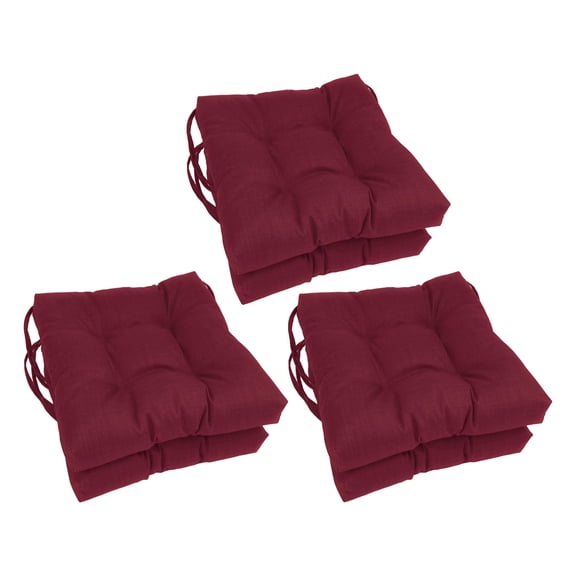 Blazing Needles 16-inch Solid Square Tufted Outdoor Chair Cushion, 16 x 16, Merlot 6 Count