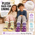 thumbnail image 5 of Muk Luks Kids Jacquard Knit Character Cabin Socks, 2 Pack, Soft Sole with Silicone Grippers, YLW/PRPL, S/M, 5 of 8