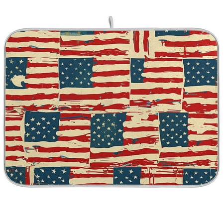 

Us Flags Dish Drying Mat Dish Drainer Rack Mats Water Absorbent Non-Slip Easy Clean Heat Resistant for Kitchen Counter
