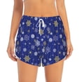 thumbnail image 2 of Balery Golden Snowflakes Royal Blue Pattern Women's Running Shorts with Liner 2 Pockets Elastic Workout Athletic Gym Yoga Shorts-XX-Large, 2 of 7