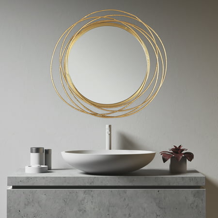 Mirrorize Canada 27 5 Dia Framed Gold, Large Round Bathroom Mirror Canada