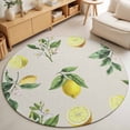 thumbnail image 4 of Summer Fruit 5FT Round Area Rugs for Living Room Watercolor Yellow Lemon Rustic Farmhouse Leaves Ultra-Thin Non-Slip Round Rugs Machine Washable Low Pile Circle Carpet for Bedroom Kitchen Nursery, 4 of 9