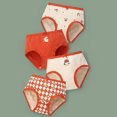 thumbnail image 2 of FINALGANG Girls 4 Pack Briefs With Cute Cartoon Prints Kids Breathable Comfortable Underwear With Contrast Trim For Casual Daily Wear Red 11-12 Years, 2 of 3