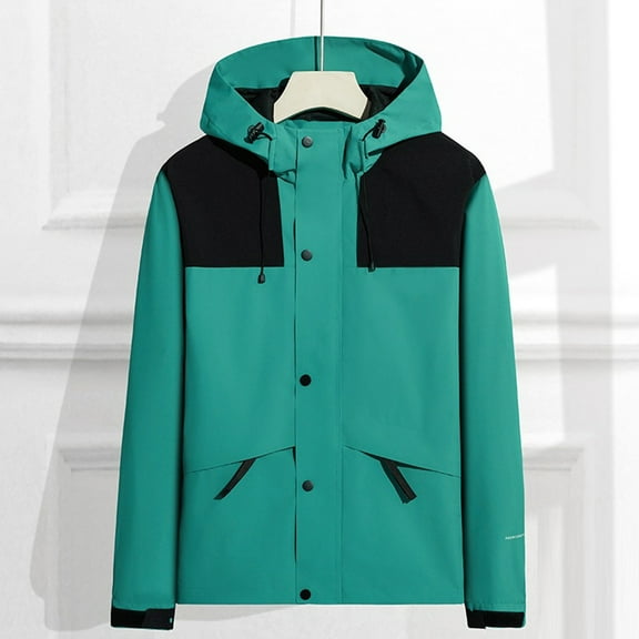 Jacenvly Rain Jacket Women/Men Waterproof Windproof Drawstring Hooded Zip Pocket Women'S/Men'S Sport Coats Lightweight Warm Fashionable Casual Coats Hiking Mountain Ski Outdoor Sports Jacket