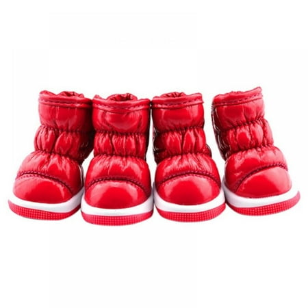 GOODLY Warm Winter Little Pet Dog Boots Skidproof Soft Anti-Slip Sole Paw Protectors Small Puppy Shoes 4PCS