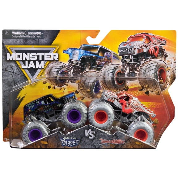 Monster Jam, Official ThunderROARus Vs. Son-uva Digger Die-Cast Monster Trucks, 1:64 Scale, Kids Toys for Boys Ages 3 and up