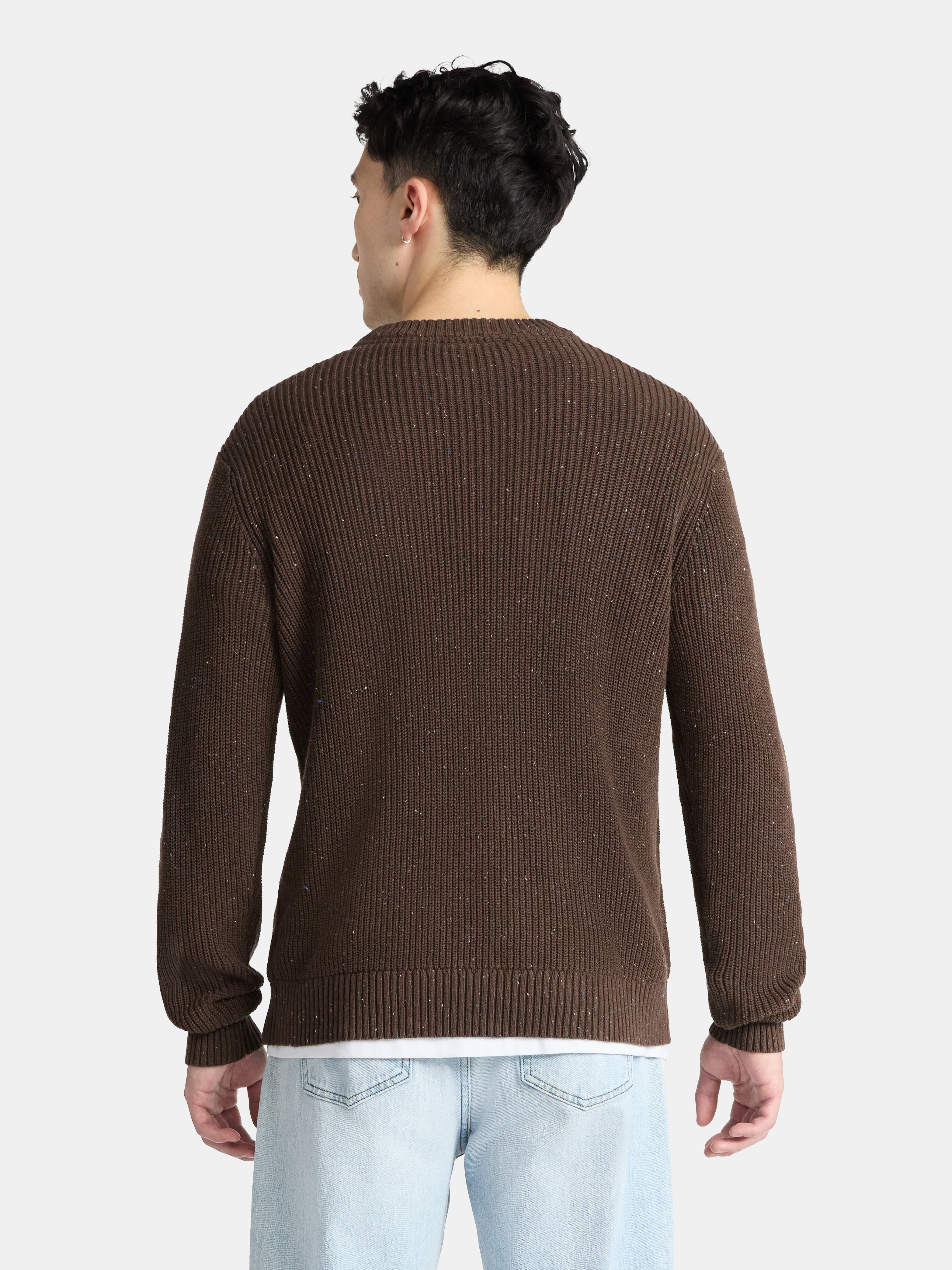 No Boundaries  Souffle Yarn Confetti Sweater with Long Sleeves, Men's Sizes XS-3XL
