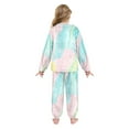 thumbnail image 3 of Fluffy Pajamas Set Fuzzy Winter Warm Pj Sets Pullover Tops and Long Pants Pink and Blue Stripes Large, 3 of 8