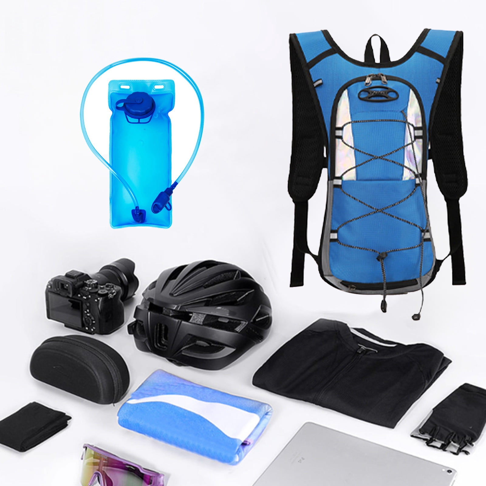 LWVITH Lightweight Hydration Backpack with 2L Water Bladder, Reflective Strip Running Hiking Daypack for Men Women, Cycling Vest Bag, Outdoor Sports Gear for Marathon Biking Trail, Travel Camping