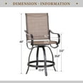 thumbnail image 7 of Sophia & William 2 Piece Outdoor Swivel Bar Height Stools Patio Metal Frame Textilene Chairs in Brown, 7 of 7