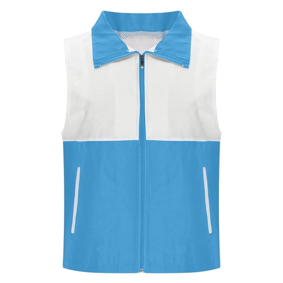 Women's Color Block Sleeveless Vest, Lightweight Zip-Up Workwear Jacket with Stand Collar and Multiple Color Choices