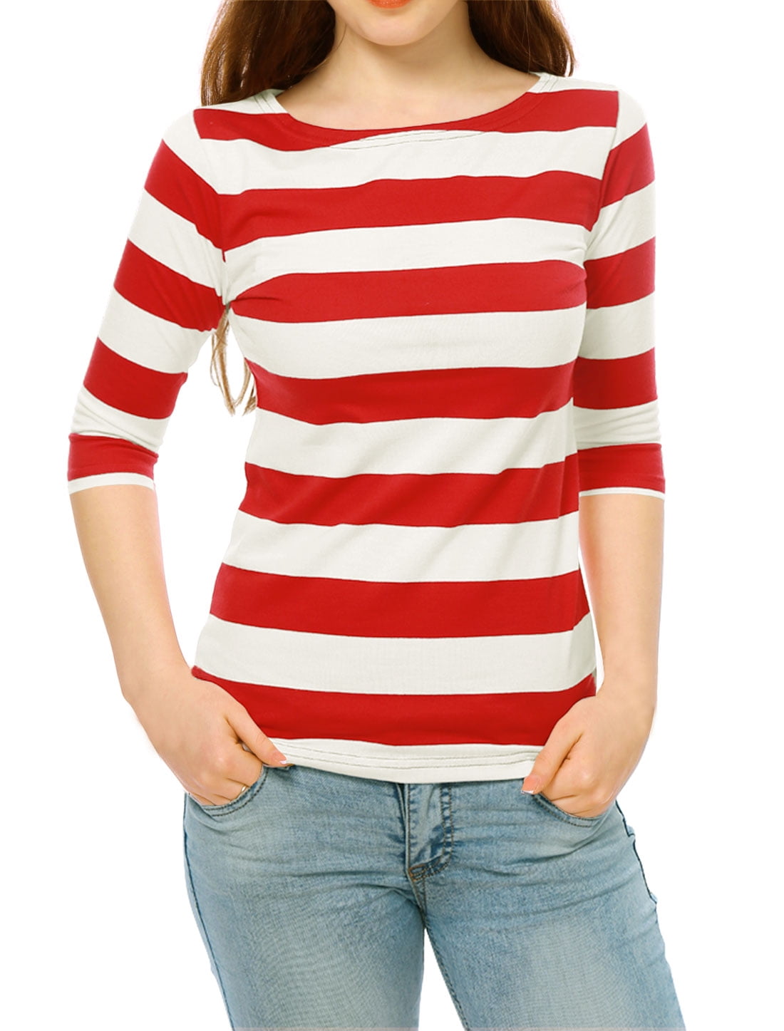 DARING DIVA Women's Halloween Costume Boat Neck Top T-Shirts 2XL Red