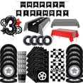 thumbnail image 2 of Vajilla de fiesta de coche de carreras, platos, vasos, servilletas, suministros de fiesta de pista de carreras, decoraciones para niños, decoración de cumpleaños y Baby Shower, 2 of 5