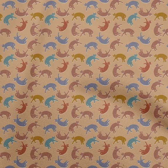 oneOone Georgette Viscose Brown Fabric Animal Cat Quilting Supplies Print Sewing Fabric By The Yard 42 Inch Wide