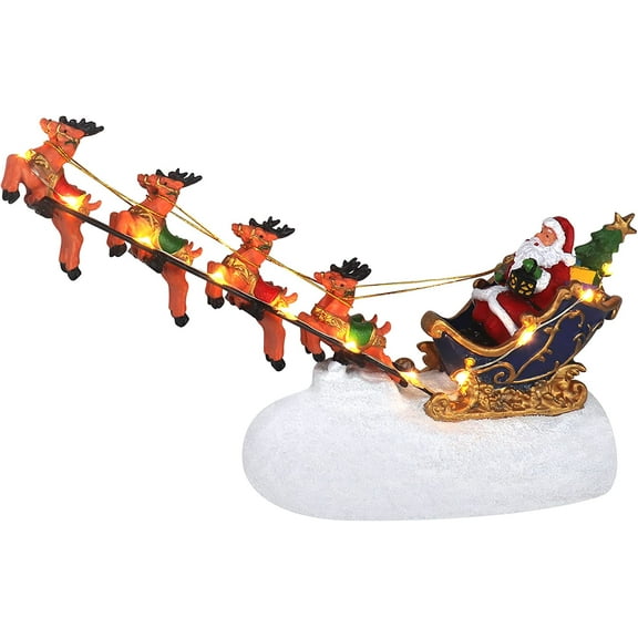 Santa in Reindeer Sleigh Christmas Village Pre-lit Musical Christmas Village Perfect Addition to Your Christmas Indoor Decorations & Holiday Displays