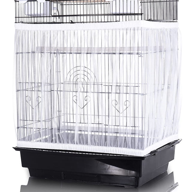 Recogedor de semillas para jaula de pájaros, elástico y ajustable, ajuste universal, cubierta de malla de nailon, evita que las semillas se dispersen, fácil instalación, reutilizable, apto para