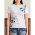 thumbnail image 3 of Michellecmm  Women's Slim Gothic Tops Retro Abstract Print Short Sleeve T-Shirts, 3 of 9