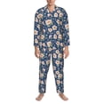 thumbnail image 3 of Cauagu Flower Print Men's Long-Sleeve Pajama Set,Soft Button-Front 2Pjs for Men Long Sleeve Men’s Sleepwear-, 3 of 7
