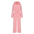 thumbnail image 2 of Brondbend Womens Track Suits 2 Piece Set Sweatsuit for Women Hooded Long Sleeve Zipper Solid Cropped Sweatshirt and Elastic Waist Sweatpant Set Baggy Fall Workout Comfortable Outfits,Pink, 2 of 5