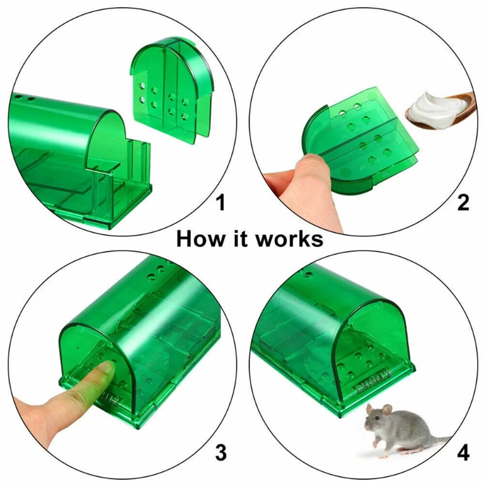 Humane No Kill Live Catch and Release Mouse Traps, Reusable with Cleaning Brush - 1 Pack