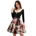 thumbnail image 5 of Women's Fashion Round Neck Casual Slim Christmas Printed Long Sleeve Dresses, V-Neck, Plush Christmas Tree Print, Audrey Dress, Retro Style, Party Wear,Watermelon Red,XL, 5 of 5