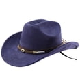 thumbnail image 3 of Western Western Cowboy Hat with Curved Brim for Outdoor Adventure Travel Riding Classic Western Style Craftsmanship for Everyday Use, Navy, 3 of 3