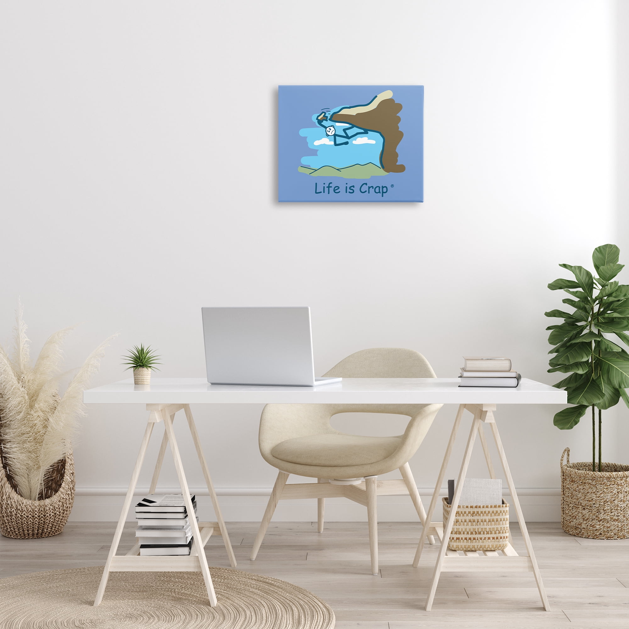 Stupell Industries Falling Rock Climber Novelty & Humor Painting Wrapped Canvas Art Print Wall Art, 20 x 16