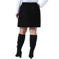 thumbnail image 3 of Agnes Orinda Women's Plus Size Corduroy Skirts Elastic Waist Button Down Fall Winter Short Mini Skirt with Pockets 3X Black, 3 of 7