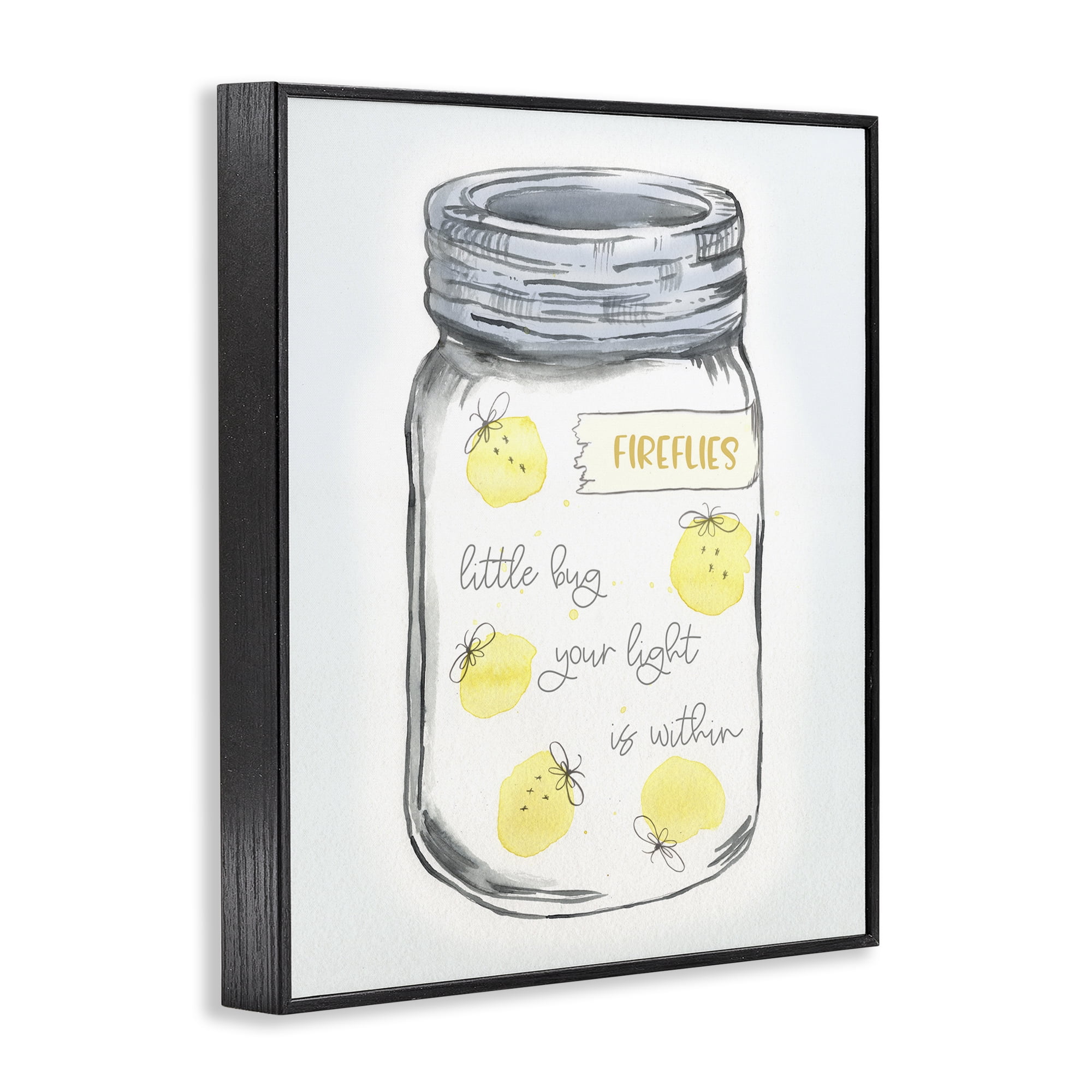 Stupell Industries Firefly Light Phrase Typography Painting Black Framed Art Print Wall Art, 16 x 20