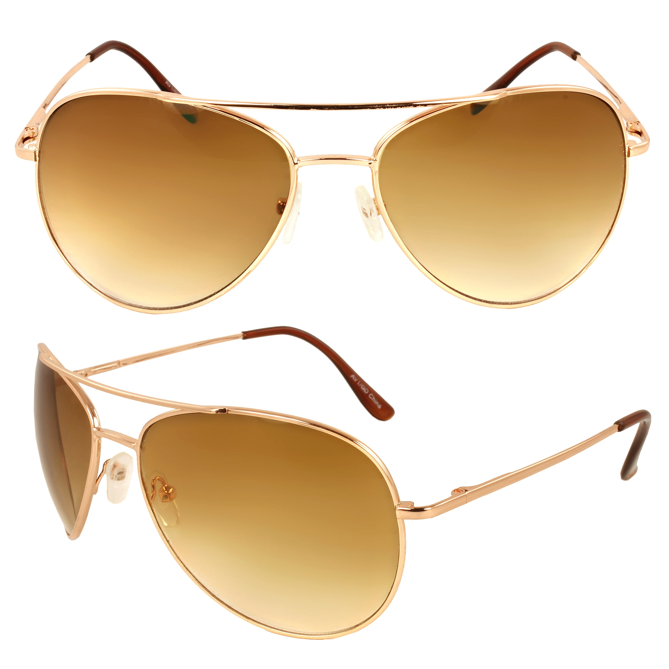 Pilot Fashion Aviator Sunglasses Gold Frame Amber Lenses for Men and Women