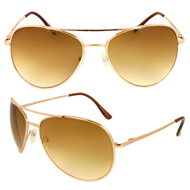 MLC Eyewear - Pilot Fashion Aviator Sunglasses Gold Frame Amber Lenses ...
