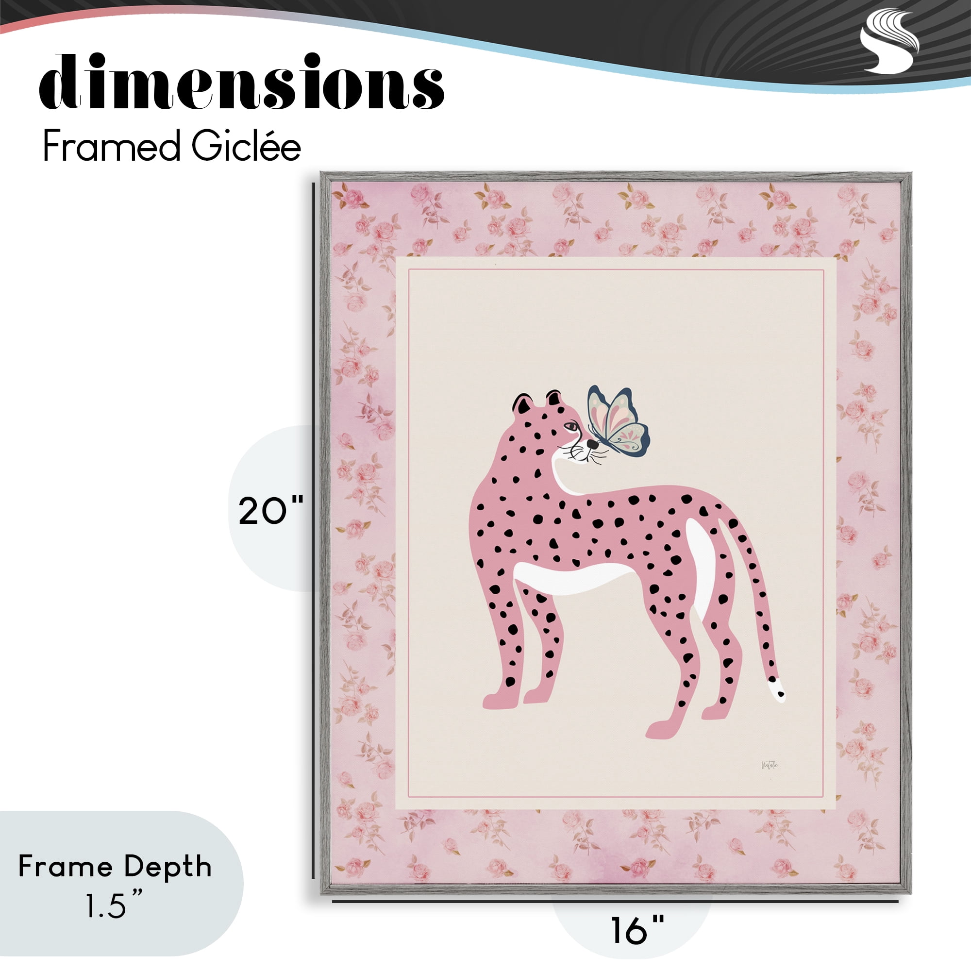 Stupell Industries Cheetah & Butterfly Friendship Gray Framed Giclee Art, design by Natalie Carpentieri