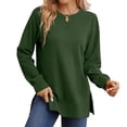 thumbnail image 3 of Visaly Crew Neck Side Split Sweatshirt for Women Long Sleeve Pullover Shirts Casual Loose Side Slits Tunic Top Comfy Sweatshirts Plus Sized Pullover Shirts Soft Sweatshirt Green 4Xl, 3 of 4