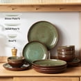 thumbnail image 5 of Pokini 18-Piece Stoneware Dinnerware Sets, Plates and Bowls Dish Sets for 6, Brown Green, 5 of 8