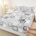 thumbnail image 5 of Castle Fairy Minimalism Outlined Square King Sheets 4pcs,Abstract Solid Square Bedding,Charcoal Gray White,1 Flat Sheet, 1 Fitted Sheet and 2 Pillowcases, 5 of 7