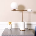 thumbnail image 3 of Pasargad Home PMT-30208 26 x 5 x 19 in. Bianca Collection Round Marble Body & Metal Indoor Table Lamp with LED Bulb, White & Gold, 3 of 5