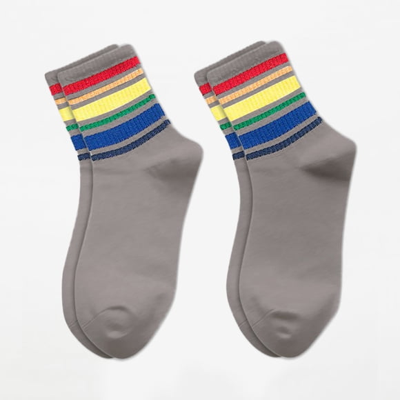 Up To $10 Socks Multi-color Winter New Unisex Cotton Rainbow Striped Socks Xmas Fashion Warm Chrismas