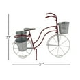thumbnail image 3 of DecMode 31" x 15" x 23" Red Metal Bike Plantstand with Basket and Saddle Bag Planters, 3 of 8