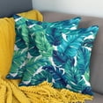 thumbnail image 4 of Tropical Pillow Covers 18x18 Set of 2, Green Palm Leaves Tropical Throw Pillow Covers Cotton Square Summer Cushion Case for Couch Sofa Outdoor Home Decor, 4 of 6