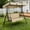 Beige, variant on SPECSTAR 3 Seats Patio Porch Swing Chair, Converting Canopy,Removable Cushion,Cushioned Steel Frame Porch Canopy Swing Chair for Patio Garden, Gray